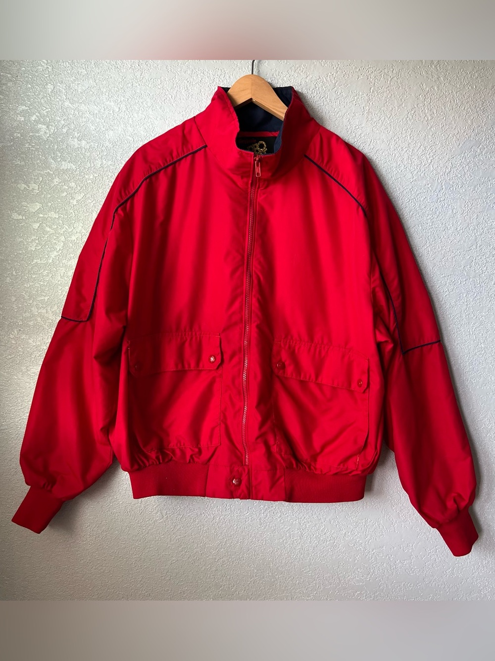 Vintage King Louie Pro Fit Red Bomber Jacket XL Made USA 80s 90s Windbreaker
